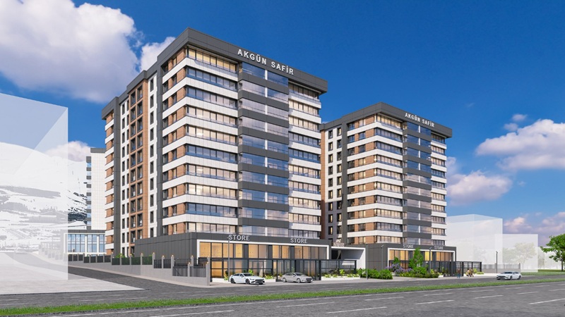 Akgün Safir Konutları, Erzurum Palandöken Müftü Solakzade Mahallesi’nde modern mimariyle