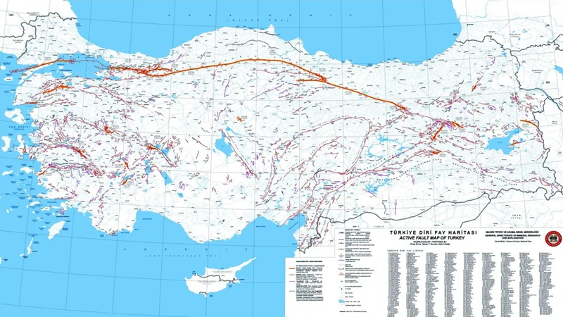 MTA diri fay hattı haritası 13 yıl aradan sonra güncellenmiştir.